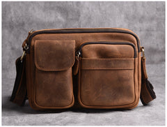 brown messenger bag leather Brown Leather Messenger Bag Men's Brown  Crossbody Bag Small Brown Messenger Bag