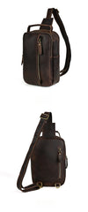 Brown Full Grain Leather Sling Bag - iwalletsmen