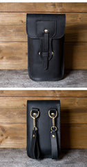 Black  Mens Belt Pouch Leather Belt Phone Pouch Leather Phone Belt Pouch - iwalletsmen
