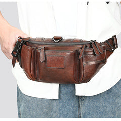 Brown Mens Leather Sling Waist Bag - iwalletsmen