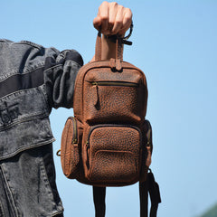 Dark Brown Sling Leather Backpack - iwalletsmen
