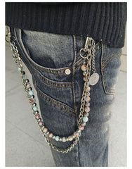 Light Blue Shoushan Stone Double Wallet Chain - iChainWallets
