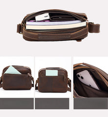 Small Dark Brown Leather Crossbody Purse - iwalletsmen