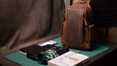Leather Sling Bag for Big Guys - Overall View