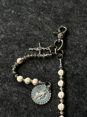 White Ball Wallet Chain Long Ball Wallet Chains for Women Beaded Wallet Chain