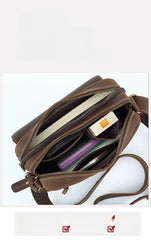 Brown Mens Small Leather Crossbody Bag - iwalletsmen