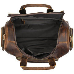 Brown Weekend Bag Small Leather Weekender Bag for Men Long Weekend Shoulder Bag - iwalletsmen