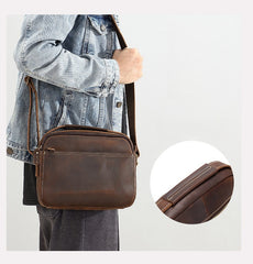 Small Dark Brown Leather Crossbody Purse - iwalletsmen
