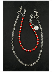 Red Turquoise Ball Wallet Chain Double Wallet Chain - iChainWallets