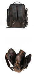 Brown Large Leather 15.6 inches Laptop Backpack for Men 
