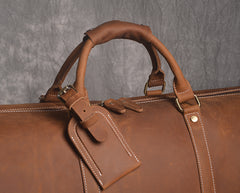 Cool Mens Leather Large Weekender Bag Duffle Bag Vintage Large Travel Bag for Men