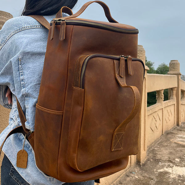 backpack vintage leather Leather Travel Backpack Mens Leather Laptop Backpacks Large Leather Backpack for Men