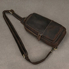 Brown Mens Leather Chest Bag Chest Sling Bag for Men - iwalletsmen