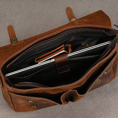 Brown Leather 14 inches Laptop Briefcase - iwalletsmen
