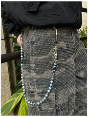 Blue Stone Bead Wallet Chain Long Blue Beaded Wallet Chain - iChainWallets