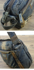 Denim Small Side Bag Mens Blue Denim Messenger Bags Vintage Denim Small Crossbody Bag For Women