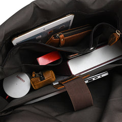 Leather Laptop Rucksack Backpack - Interior View - iwalletsmen