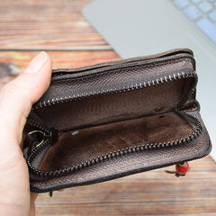 Leather Mens Key Wallet Card Slim Wallet Zipper Coin Wallet Car Key Case for Men