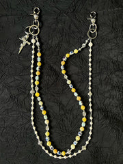 Yellow Ball Pants Chain Cross Ball Wallet Chain Stone Beaded Wallet Chain Bead Wallet Chain - iChainWallets