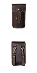Dark Brown Mens Belt Pouch Leather Belt Phone Pouch Leather Phone Belt Pouch - iwalletsmen
