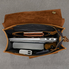 Mens 17L Brown Leather Backpack for Men - iwalletsmen