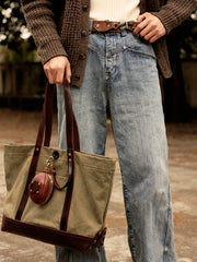 Handmade Canvas Leather Cool Mens Tote Bag Canvas Handbag Canvas Tote Canvas Messenger Bag for Men Women