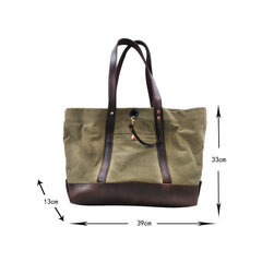 Handmade Canvas Leather Cool Mens Tote Bag Canvas Handbag Canvas Tote Canvas Messenger Bag for Men Women
