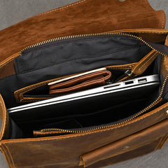 Mens 17L Brown Leather Backpack for Men - iwalletsmen