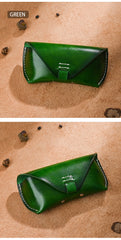 Green Hard Leather Glasses Holder for Men - iwalletsmen