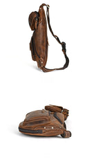 Brown Leather Sling Bag for Men Full Grain Leather Sling Bag - iwalletsmen