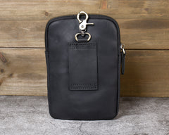 Black Belt Clip On Pouch Mens Belt Pouch Leather Belt Phone Pouch Leather Phone Belt Pouch - iwalletsmen