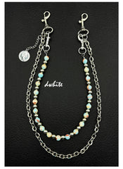 Light Blue Shoushan Stone Beaded Wallet Chain 