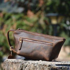Brown Leather Toiletry Bag Full Grain Leather Toiletry Bag Vintage Mens Toiletry Bag - iwalletsmen