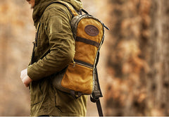Army Green Canvas Mens Waterproof Slim Backpack Waxed Canvas Backpack for Men