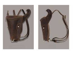Brown Ox Bull Head Leather Backpack Mens Cool Leather Backpack - iwalletsmen