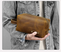 Brown Leather Toiletry Bag Men's Brown Leather Toiletry Bag Full Grain Leather Toiletry Bag - iwalletsmen