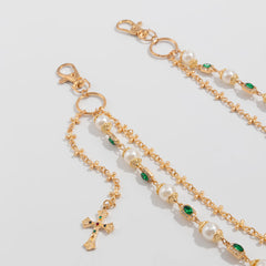 Pearl Wallet Chain with Cross - iChainWallets