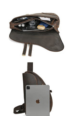 Full Grain Leather Sling Bag for Men - iwalletsmen