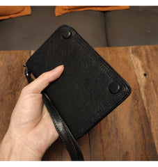 Genuine Leather Mens Chain Biker Wallet Cool Leather Wallet Small Wallets for Men
