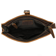 Brown Leather Clutch with Shoulder Strap - iwalletsmen