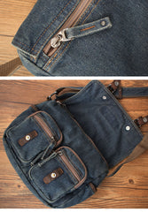 Blue Denim Mens Small Side Bags Denim Small Messenger Bag Vintage Denim Crossbody Bag For Women