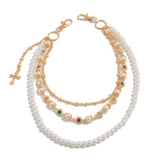 Pearl Wallet Chain for Women Triple Wallet Chain Gold Womens Ball Wallet Chain - iChainWallets