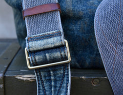 Vintage Blue Denim Messenger Bag - side view - iwalletsmen