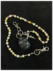 Yellow Ball Pants Chain Ball Wallet Chain Stone Beaded Wallet Chain Cross Bead Wallet Chain - iChainWallets