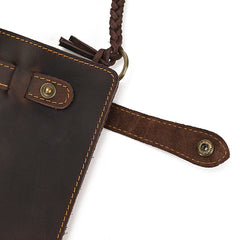 Biker Chain Wallet with Briaded Leather Wallet Chain - iwalletsmen