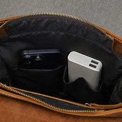 Mens 17L Brown Leather Backpack for Men - iwalletsmen