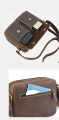 Brown Mens Small Leather Crossbody Bag - iwalletsmen