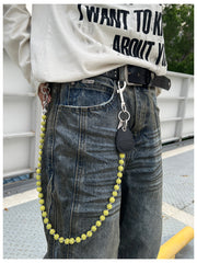 Yellow Beaded Wallet Chain Beaded Pants Chain Lavastone Bead Wallet Chain - iChainWallets