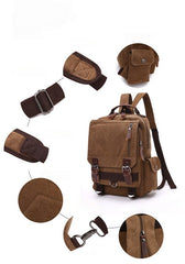 Khaki Sling Bag for Big Man –  Convertible Canvas Large Sling Backpack – Large Canvas Sling Bag for Big Guys