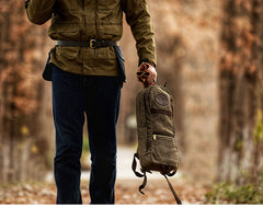 Army Green Canvas Mens Waterproof Slim Backpack Waxed Canvas Backpack for Men